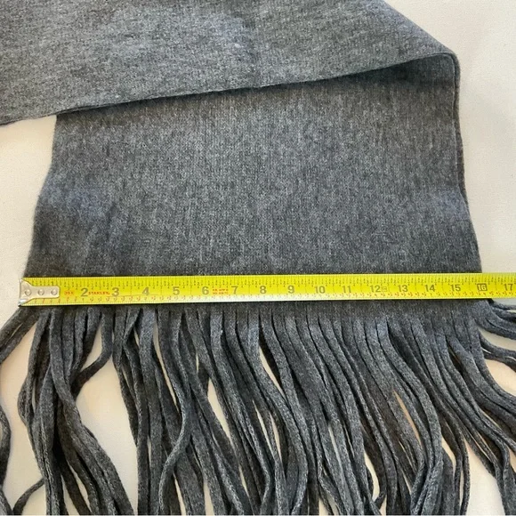 NWT Lucky Brand Charcoal Gray Soft Wide Winter Scarf Fringe Long - Picture 8 of 10